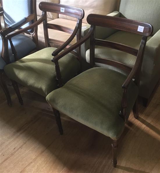 Pair of Regency mahogany elbow chairs(-)